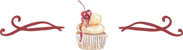 Dibujo de un cupcake decorado con crema amarilla y una cereza en la parte superior, con un fondo decorativo en tonos rojos. Ideal para ilustrar recetas de postres o artículos sobre repostería.